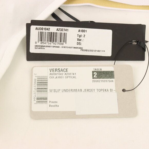 Versace Greca Border Women's White & Gold Cotton Thong Underwear - Size 2 - NWD - Picture 2 of 6